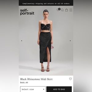 Self Portrait Black Rhinestone Midi Skirt